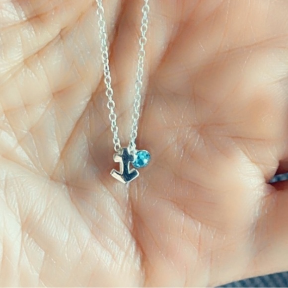 Sterling Silver Blue Topaz Sagittarius Necklace - Picture 5 of 9